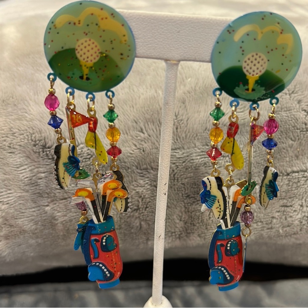 Vintage Golf Theme Charm Earrings-Boutique